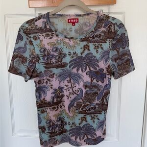 STAUD Multicolor Tropical Print Tee